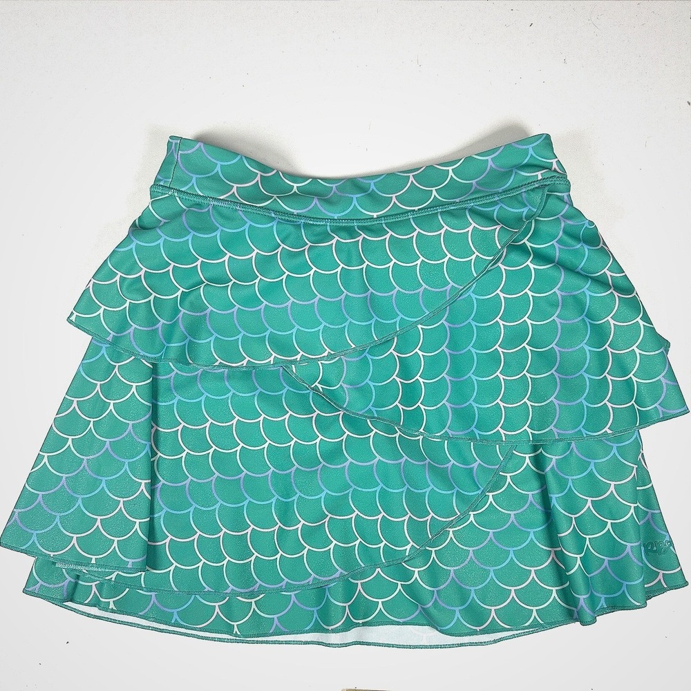 RuffleButts Girls‎ Mermaid Scale Skort Teal Ruffle Skirt Shorts Size 10